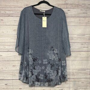 NWT Sese Code Floral Top w Tulip‎ Sleeve 3XL